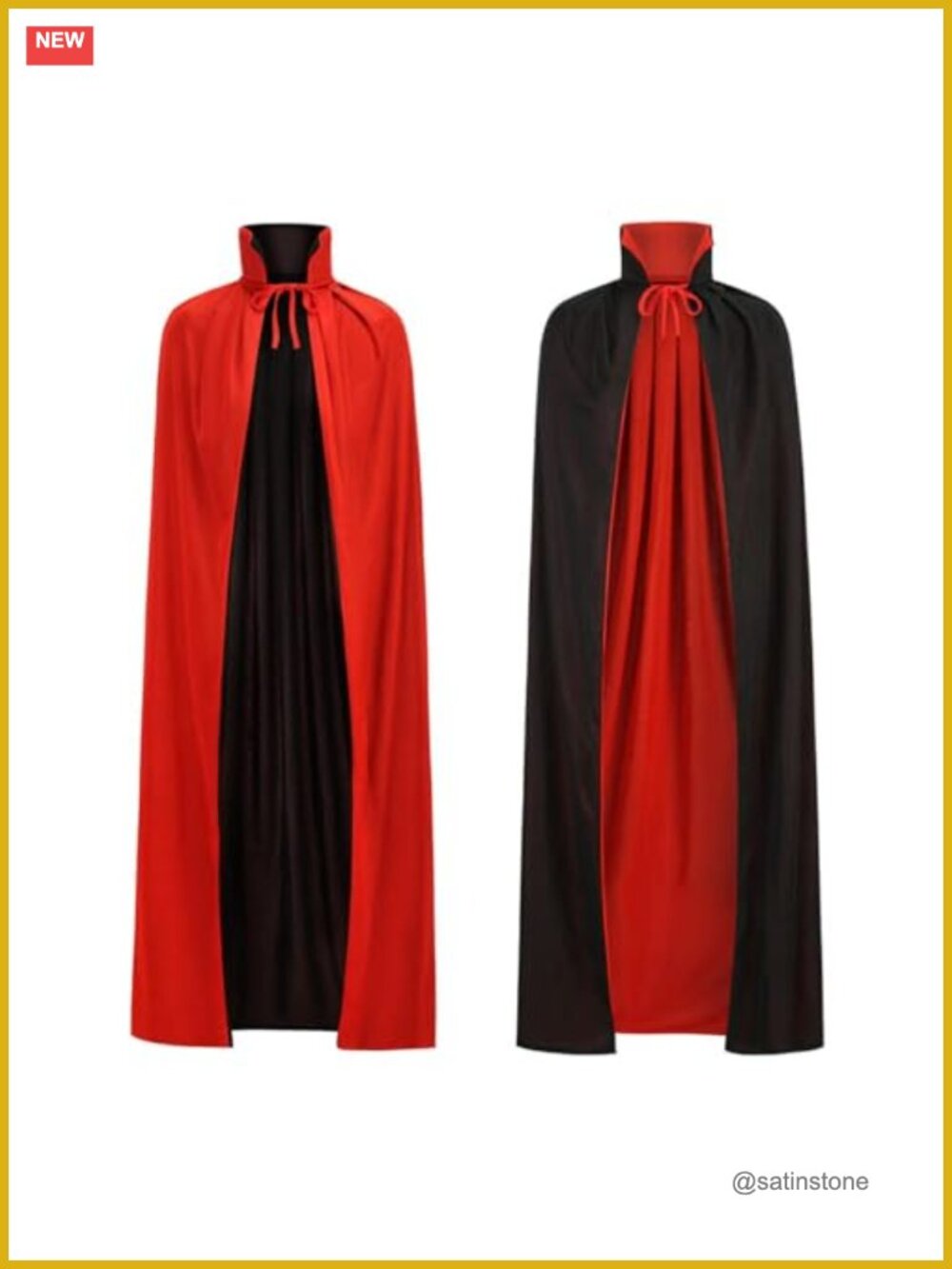 Reversible Hooded Cape Stand Collar Full Length Adult Medieval Costume